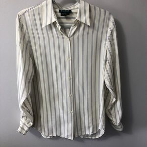 Ralph Lauren 100% silk striped shirt - size 10